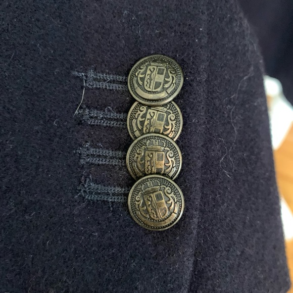 LANDS END navy blue wool blend blazer size 20W 3 button contrast trim LIKE NEW - Picture 4 of 4